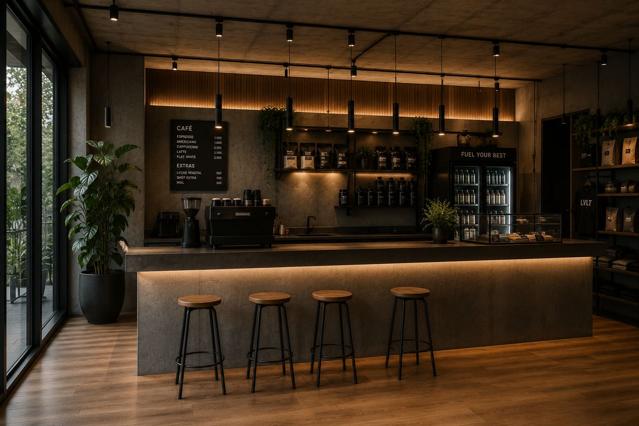 Cocina del club con café de especialidad